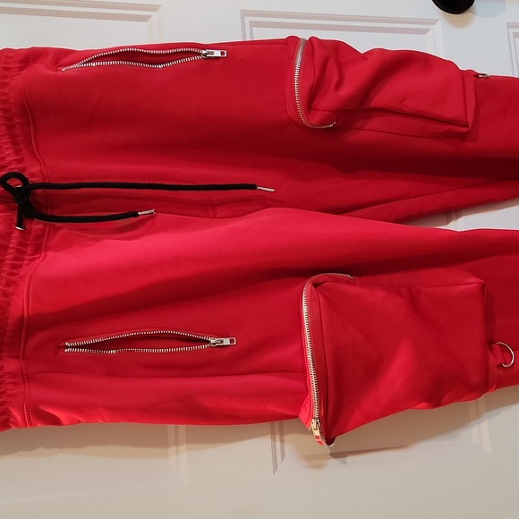 8ighth Dstrkt Red Jogging Pants with Lots of Pockets - Picture 2 of 8